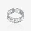 Bague argentée chaîne gourmette en acier inoxydable ajustable