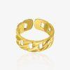 Bague dorée chaîne gourmette en acier inoxydable ajustable