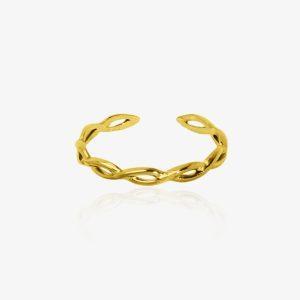 Bague ouverte dorée en acier inoxydable avec design torsadé, bijou minimaliste et ajustable pour femme