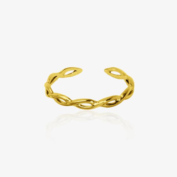 Bague ouverte dorée en acier inoxydable avec design torsadé, bijou minimaliste et ajustable pour femme