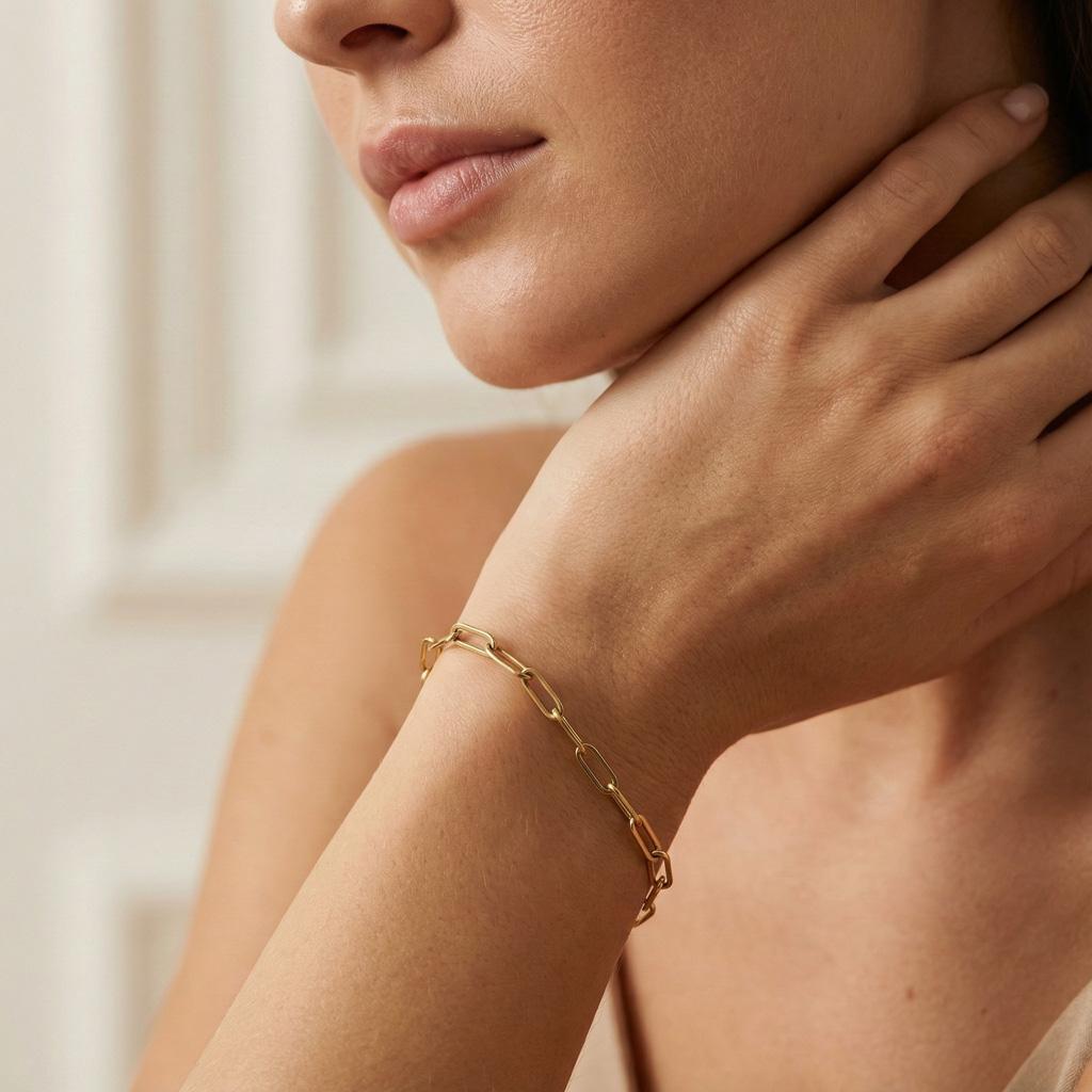 Bracelet chaîne « Mélanie » en acier inoxydable doré avec maillons