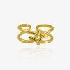 Bague dorée en acier inoxydable avec design géométrique ouvert, bijou tendance et ajustable pour femme