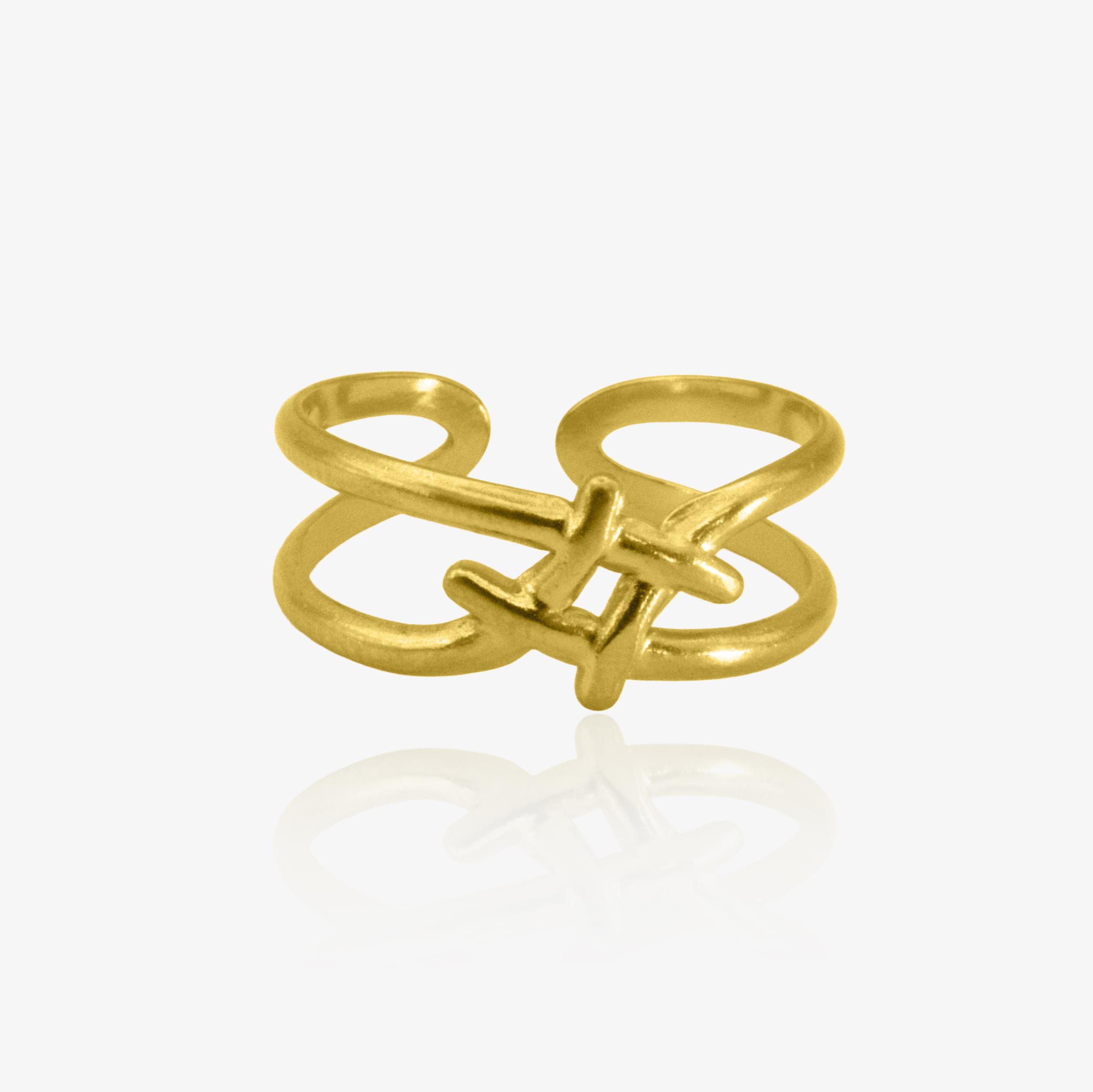 Bague dorée en acier inoxydable avec design géométrique ouvert, bijou tendance et ajustable pour femme