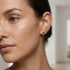 Boucles d’oreilles puces « Liana » en acier inoxydable argenté ronde - lot de 6