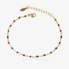 Bracelet doré en acier inoxydable avec perles noir, bijou fin et coloré pour femme