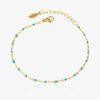 Bracelet doré en acier inoxydable avec perles turquoise, bijou fin et coloré pour femme