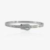 Bracelet jonc argenté en acier inoxydable avec fermoir boucle love et rangée de strass, bijou raffiné pour femme