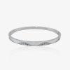 Bracelet jonc argenté en acier inoxydable avec strass scintillants, bijou élégant pour femme