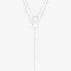 Collier argenté en acier inoxydable à double chaîne avec pendentif cercle martelé et barre, bijou minimaliste et élégant pour femme