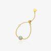 Bracelet doré en acier inoxydable avec pierre style opale irisée, bijou élégant et ajustable pour femme