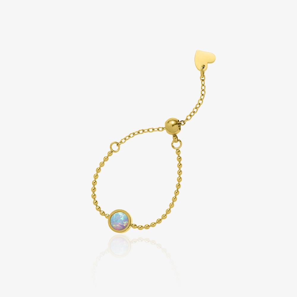 Bracelet doré en acier inoxydable avec pierre style opale irisée, bijou élégant et ajustable pour femme