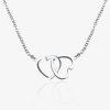 Collier argenté en acier inoxydable avec pendentif deux cœurs entrelacés, bijou romantique pour femme