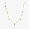 Collier doré en acier inoxydable avec pendentifs colorés en pierres fines, bijou élégant et raffiné pour femme