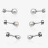 Lot de piercings argentés en acier inoxydable avec perles blanches, bijoux élégants pour oreilles ou cartilages