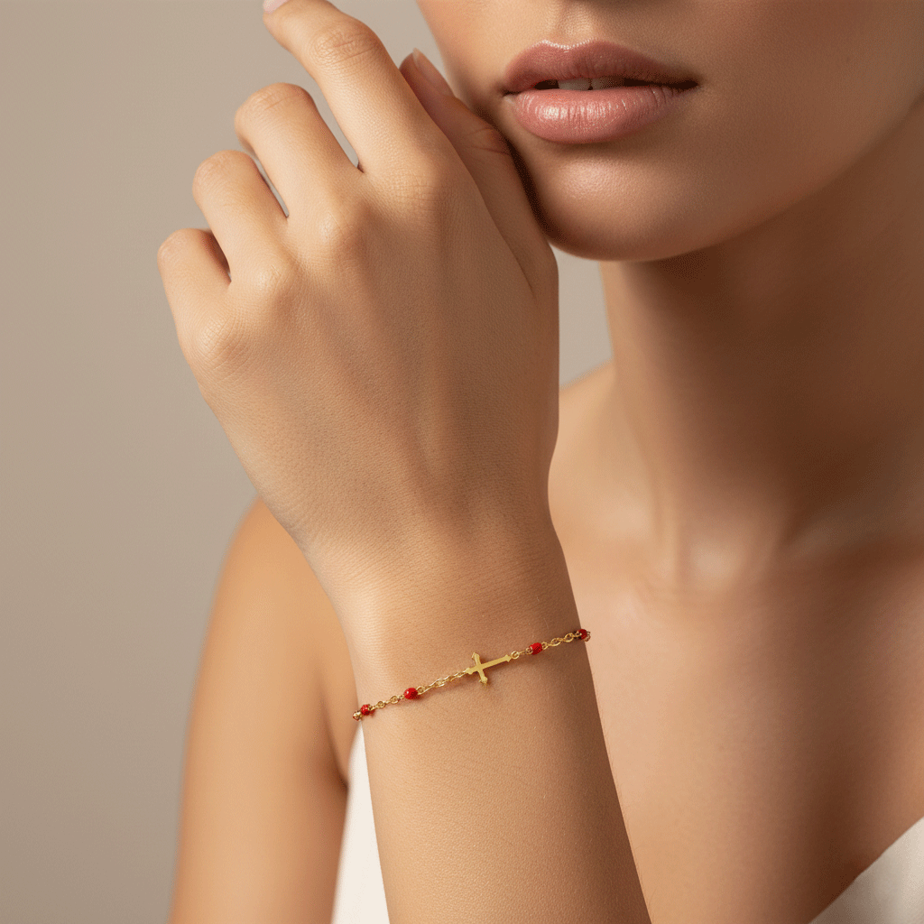 Bracelet Christina finesse spiritualité et douceur petites perles aux teintes pastel croix